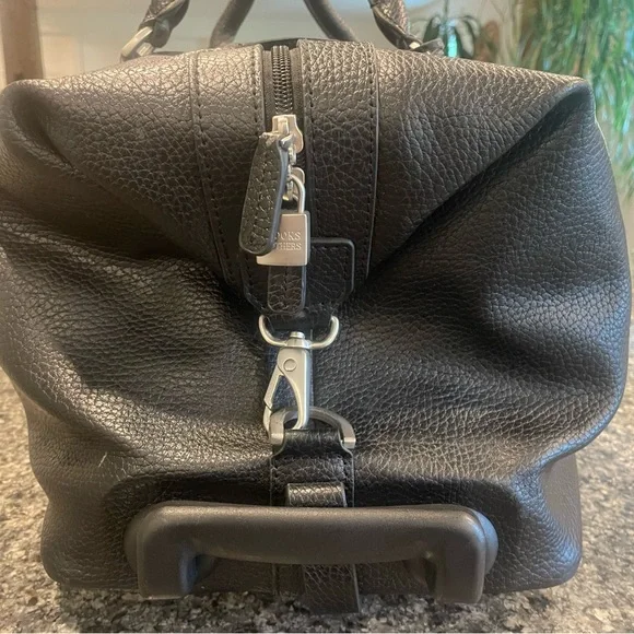 Brooks Brothers Black Leather Duffel Bag